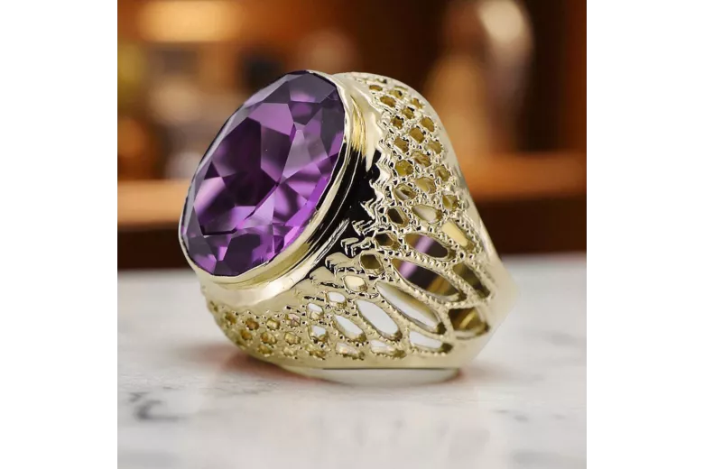 Amethyst 14K Yellow gold Ring Vintage vrc089y